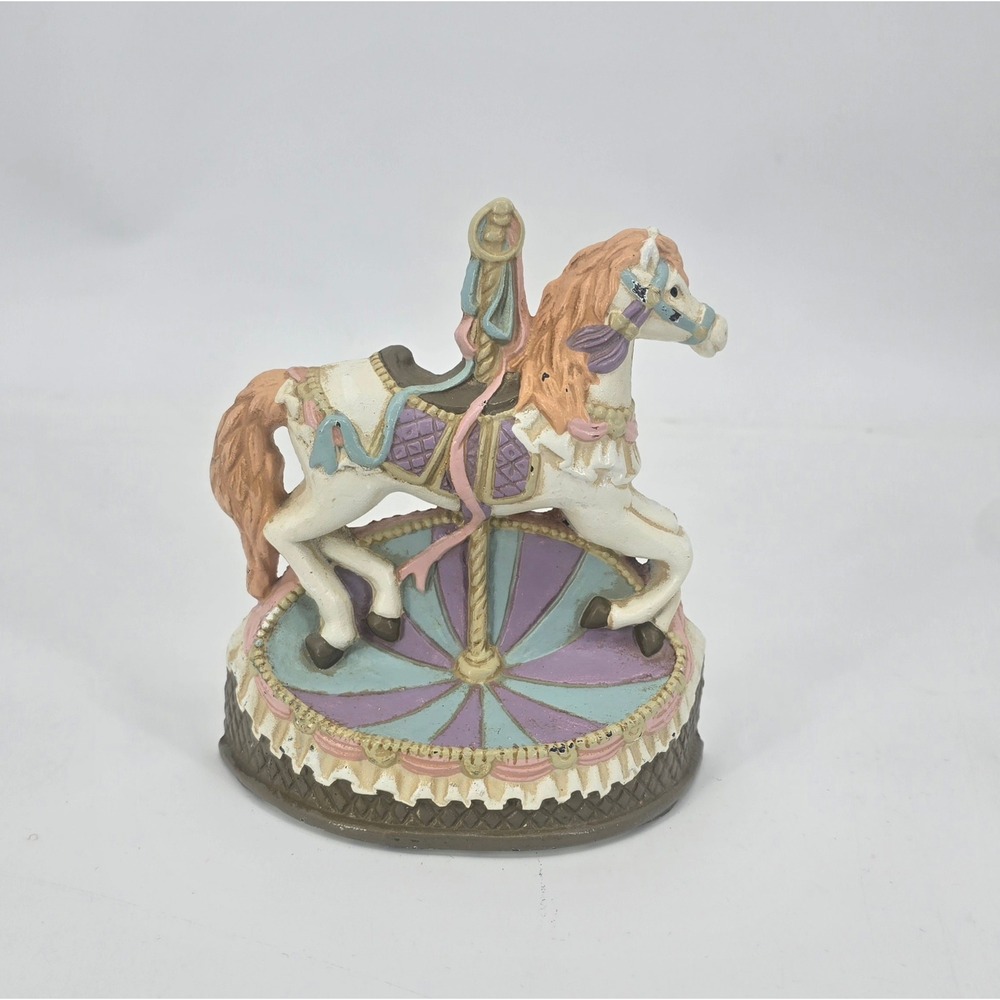 Vintage EMSON Cast Iron Carousel Horse Doorstop Bookend Victorian Pastel Decor